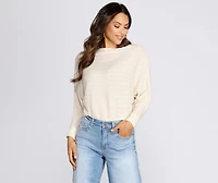 Ribbed Knit Dolman Sleeve Top