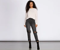 Brushed Knit Boat Neck Pullover