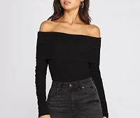 Off The Shoulder Fitted Knit Bodysuit
