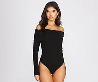 Off The Shoulder Fitted Knit Bodysuit