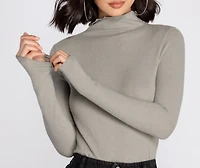 Brushed Knit Mock Neck Top