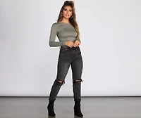 Knot Back Knit Crop Top