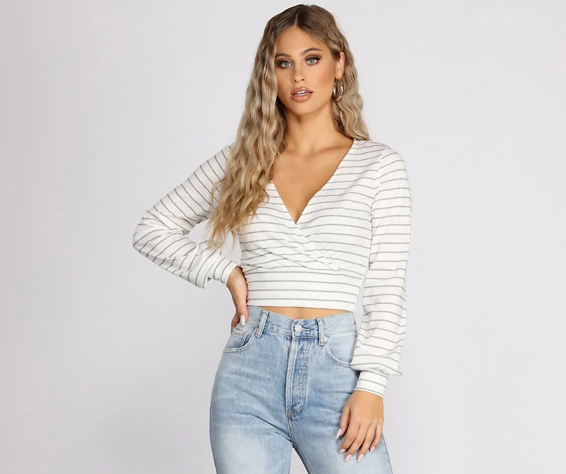 Cute And Casual Striped Ribbed Crop Top