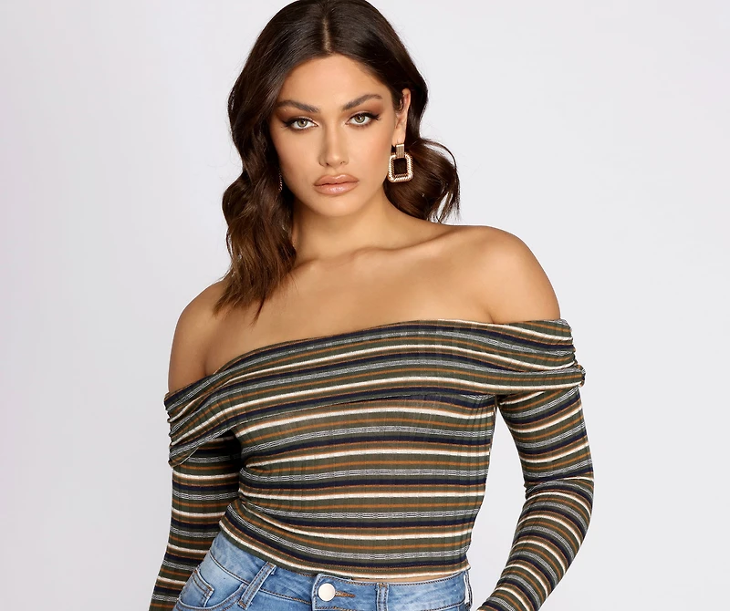 Strut It Stripes Ribbed Crop Top