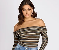 Strut It Stripes Ribbed Crop Top
