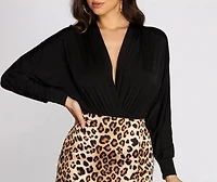 My Oh Plunging Surplice Bodysuit