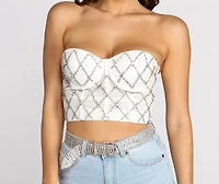 Criss Cross My Heart Rhinestone Bustier