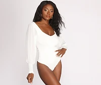 Truly Adored Sheer Sleeve Bodysuit