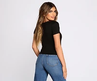Double Layered Knit V Crop Top