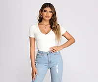 Double Layered Knit V Crop Top