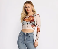 Lookin' Fine Floral Mesh Crop Top