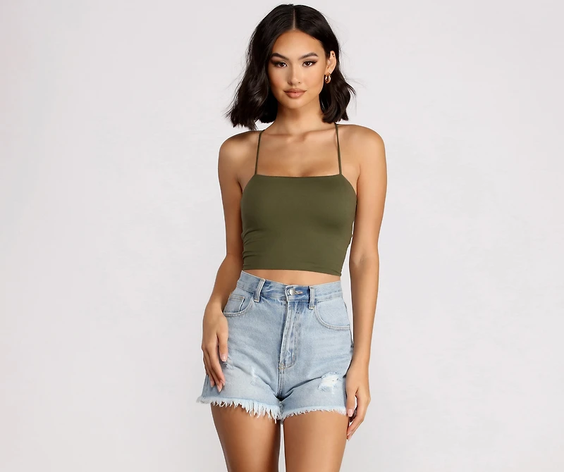 Step Up Crop Lace-Up Top