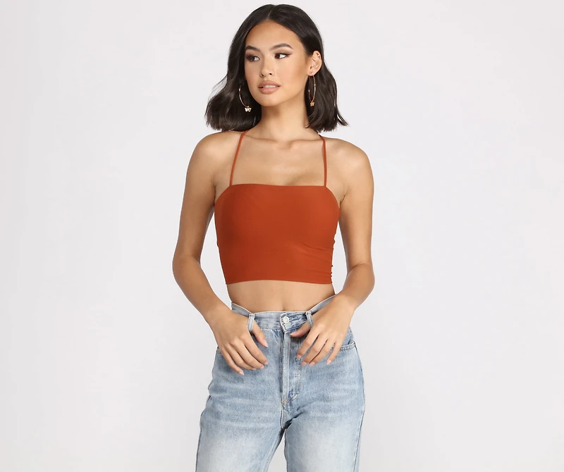 Step Up Crop Lace-Up Top