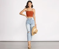 Step Up Crop Lace-Up Top
