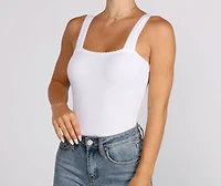 Ribbed Scallop Trim Bodysuit