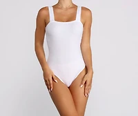 Ribbed Scallop Trim Bodysuit