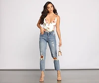 Floral Babe Spaghetti Strap Bodysuit