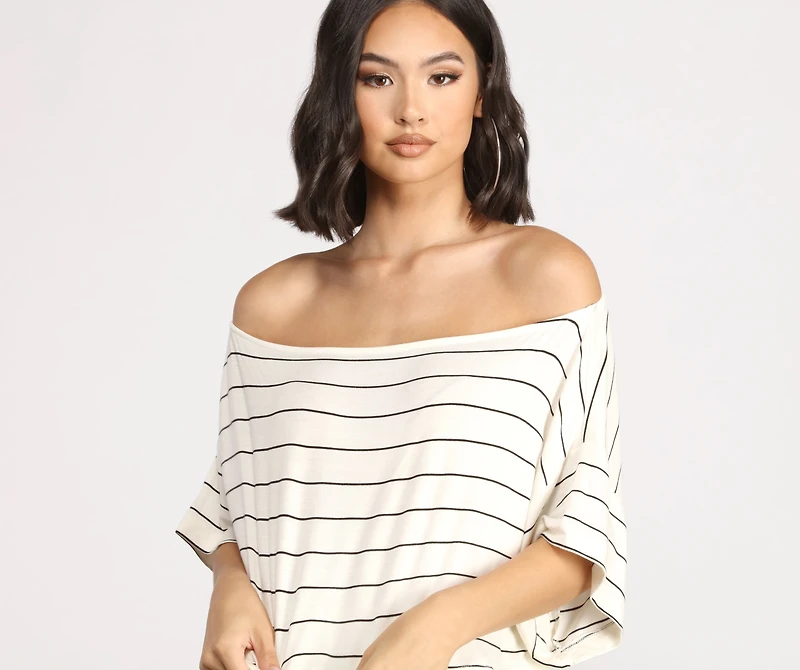 Sweet Stripes Dolman Sleeve Crop Top