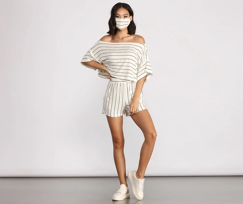 Sweet Stripes Dolman Sleeve Crop Top