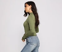 Chic Cropped Ribbed Mock Neck Top