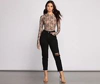 Two Tone Floral Lace Bodysuit