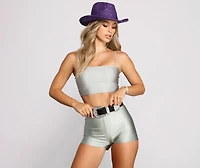 Get That Shine On Metallic Crop Top