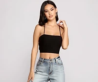 Step Up Crop Lace-Up Top