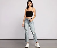 Step Up Crop Lace-Up Top