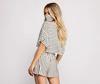 Sweet Stripes Dolman Sleeve Crop Top