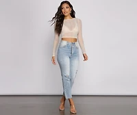Luxe Girly Embroidered Crop Top