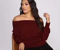 Ribbed Knit Off The Shoulder Tunic