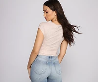 Sassy Shine Glitter Lurex Tie Waist Top