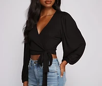 Effortless Chic Wrap Front Crop Top