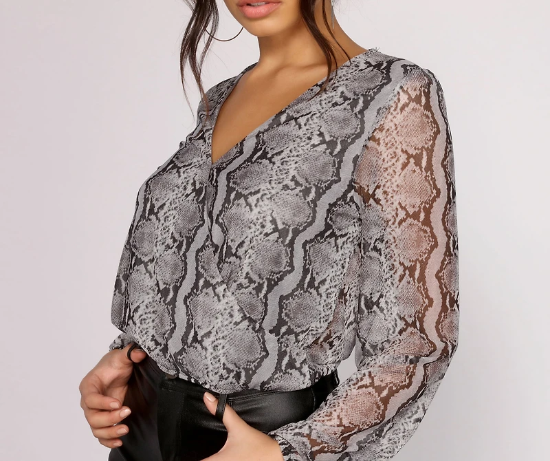 Viper Vixen Snake Print Mesh Top