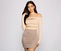 Off the Shoulder Ribbed Crop Top