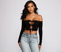 She's So Trendy Off The Shoulder Crop Top