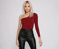 So Sleek Ruched One Shoulder Top