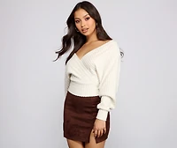 Need For Glam Surplice Ribbed Top