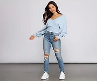Need For Glam Surplice Ribbed Top