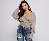 Need For Glam Surplice Ribbed Top