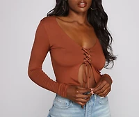 Basic Lace-Up Crop Top