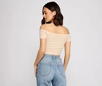 Simple Style Off-The-Shoulder Crop Top