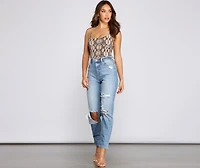 Snake Print Vixen Lace-Up Bodysuit