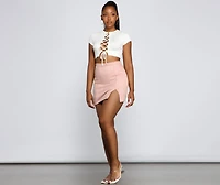 Basic Babe Ribbed Knit Lace-Up Top