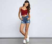All The Deets Ruffled Crop Top