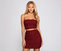 Sultry Style Ruched Mesh Crop Top