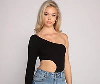 Sleek And Stunning One Shoulder Cutout Bodysuit