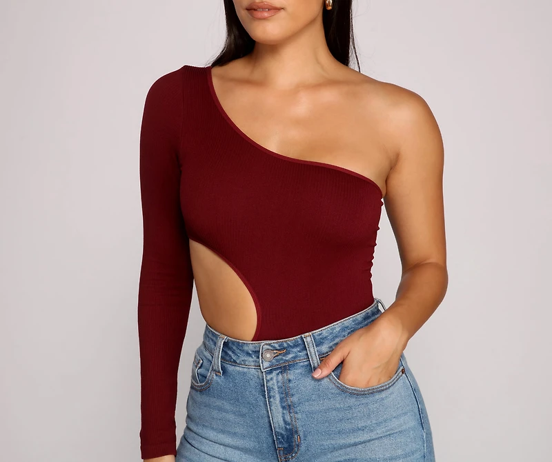 Sleek And Stunning One Shoulder Cutout Bodysuit