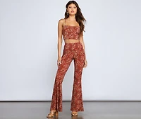 Paisley Chic Lace Up Crop Top