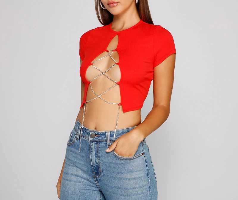 Wrapped Luxe Rhinestone Crop Top